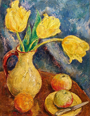 Пожедаев Григорий Анатольевич - Натюрморт с тюльпанами. Холст, масло, 62х45смХудожник театра и кино 