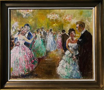 Благонравов Федор Петрович - На балу. Встреча. Холст, масло, 46х55см, вторая треть ХХ 