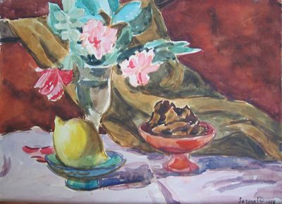 Зозуля Григорий Степанович - Натюрморт. Бумага, акварель, 31Х42.5, 1958 г 
Художник театра 