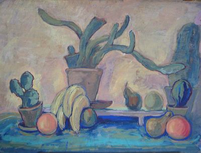 Зозуля Григорий Степанович - кактусы. картон, масло, 45х60 
художник театра, художник-оформитель 