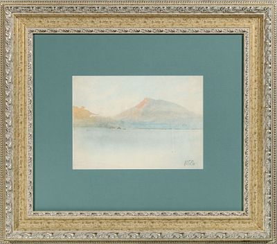 Лагорио Лев Феликсович - Пейзаж с горой на закате. Бумага, акварель, карандаш. 25&times;33,5 1880-е – 