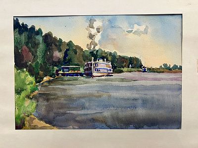 Санин Игорь - У причала. Бумага, акварель, 22х32Игорь Александрович Санин (род. 7 ноября 1939) — 