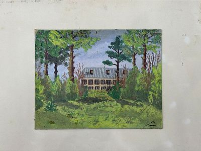 Санин Игорь - Пейзаж. картон, гуаш, 17,5х22,5,1954 г. Игорь Александрович Санин (род. 7 ноября 