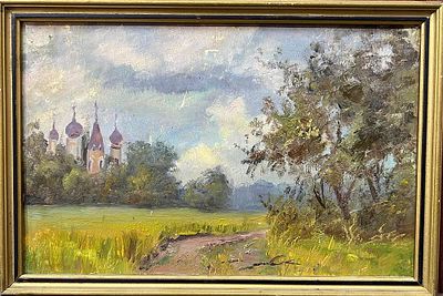 Давыдов А.В. - Пейзаж с церковью. Холст, масло, 22х34