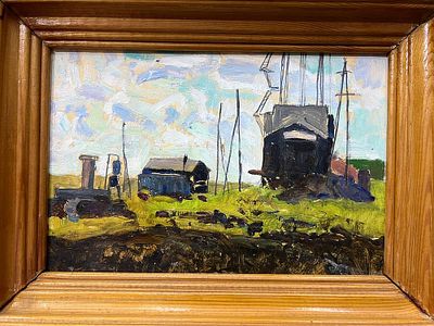 Давыдов А.В. - Деревенский пейзаж. Картон, масло, 20х30