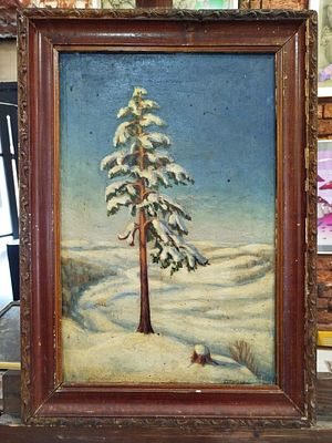 Н/х - Сосна зимой. Холст, масло, 52Х34