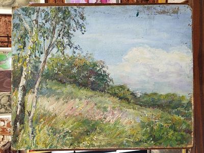 Н/х - Осенние пейзажи. Двусторонняя работа, Картон, масло, 40Х50