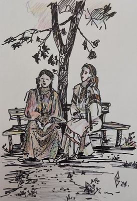 Саллинен Елена - Вечерняя песня. Маркеры. А3 , 2024 Художник, педагог.ЛГПИ им. Герцена худ-граф г. 
