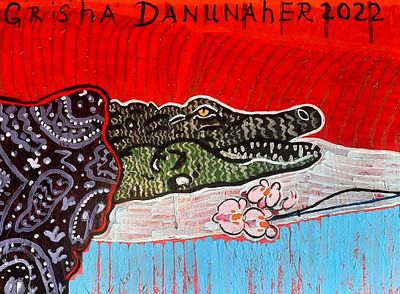 Grisha Danunaher - Крокодил с хризантемой. 60х50 о.а. 2023 Grisha Danunaher – представитель 
