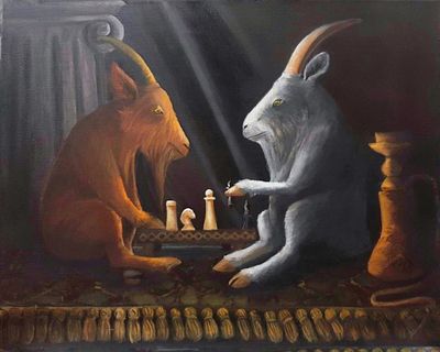 Римма Федорова - Козлы играют в шахматы. 40Х50, масло, холст, 2003 ОбразованиеArtLand, программа 