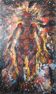 Гаяне Добровольская - Старая Вселенная. оргалит/масло 74см x 40см 2011 г. Все проходит цикл: 