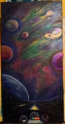 Елена Муратова - Вселенная. Свобода. Байк. 40*80 см /акрил, холст на подрамнике/2026 Образование - 