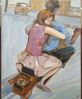 Калинина Анна Алексеевна - &laquo;Поедем куда нибудь?&raquo;. Холст 30/40; масло. Я , Калинина Анна Алексеевна 
