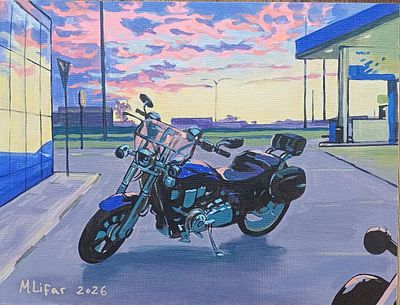 Лифар Марина - Honda VTX 1800 F. холст на картоне, акрил 30х40, 2026 год Родилась в Москве. вВ 2002 