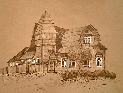 Татьяна Криволапова - Дом в Гороховце. 29х42 см. Бумага, тушь. 2022