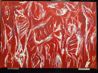 Юрий Шабельников - Мистерия BEEF. Бумага, масло, 20.5х29.5, 1996 г.Печатная графика, шелкография 