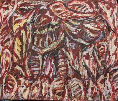 Юрий Шабельников - Мистерия BEEF. Тонированный картон, коллаж, масло, 32х38, 1996 г.Печатная 