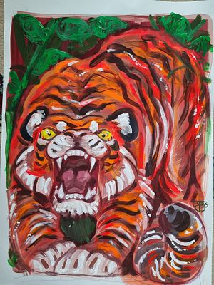Тихомирова Ольга Алексеевна - Король джунглей. 42&times;59,4 см, Бумага, темпера, гуашь, акрил, 2026 год. 