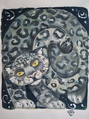 Тихомирова Ольга Алексеевна - Звёздный барс. 42&times;59,4 см, Бумага, темпера, гуашь, 2026 год. 