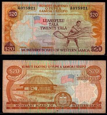 Западное Самоа 20 тала ND (1980-1984) (артикул 451-1211-2). редкий тип Pick 23 бумага