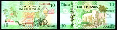 Острова Кука 10 долларов 1992 (артикул 8608-30-3-2). Pick 8 бумага UNC (пресс)