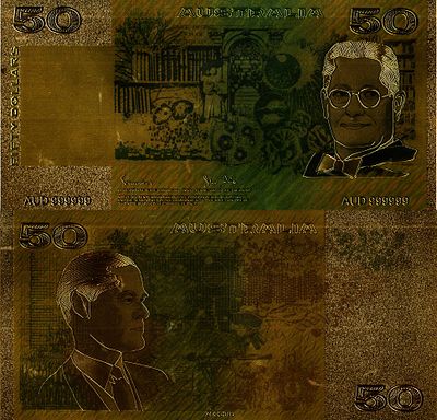 Австралия 50 долларов 1973 (артикул 415-6-1). года образца подлинной купюры, переливающиеся 