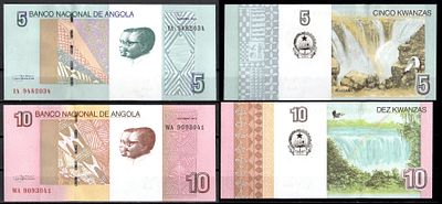 Ангола лот из 2 банкнот (5 и 10 кванз) 2012 (артикул 400-101-2-1). Pick 151A и 151B бумага UNC 