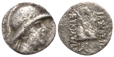 Бактрийское Царство обол 171-145 гг. до н.э. (артикул VK12-27). Эвкратид I Великий, голова 