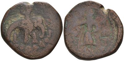 Кушанское Царство тетрадрахма 152 - 192 (артикул 1073-19-73). Хувишка, царь на слоне / Гефест 