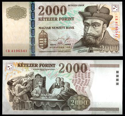 Венгрия 2000 форинтов 1998 (артикул 451-1234-2). Бетлен Габор с учеными Pick 181 бумага aUNC