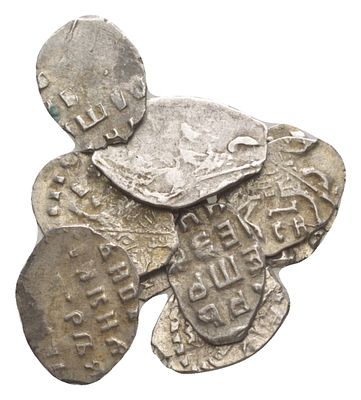 Россия лот из 10 монет конец XVII века (артикул KOM1-14-08). Петр I серебро