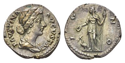 Римская Империя денарий 165 (артикул 00-816-77). Фаустина Младшая, жена Марка Аврелия, FAVSTINA 