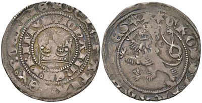 Богемия 1 грош 1310-1346 (артикул 00-809-23). Ян Слепой (1310-1346) серебро Don 817