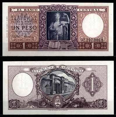 Аргентина 1 песо 1956 (артикул 6280-56-1-2). Pick 263 b бумага