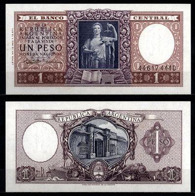 Аргентина 1 песо 1956 (артикул 6280-57-1-2). Pick 263 b бумага UNC (пресс)