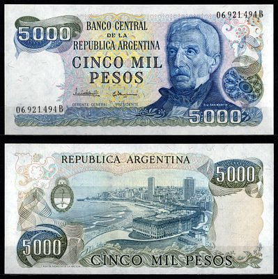 Аргентина 5000 песо ND (1977-1983) (артикул 6280-64-2-2). Pick 305 b (1)	 бумага UNC (пресс)