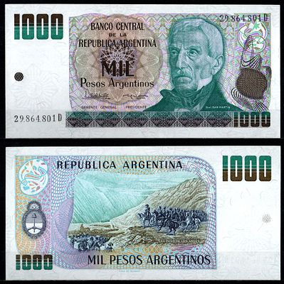 Аргентина 1000 песо ND (1985) (артикул 6280-63-1-2). Pick 317 a (2)	 бумага UNC (пресс)