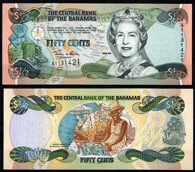 Багамские Острова 1/2 доллара 2001 (артикул 8605-12-4-2). Pick 68 бумага UNC (пресс)