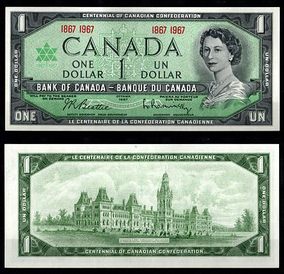 Канада 1 доллар 1967 (артикул 8605-33-2-1). Pick 84 a бумага UNC (пресс)