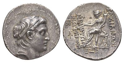 Государство Селевкидов тетрадрахма 162 г. до н.э. (артикул 00-812-20). Деметрий I Сотер, голова 