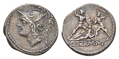 Римская Республика денарий 103 г. до н.э. (артикул 10-017-71). монетарий Кв. Минуций Терм 