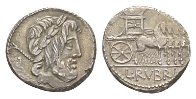 Римская Республика денарий 87 г. до н.э. (артикул 00-812-21). монетарий Рубрий Доссен, DOSSEN 