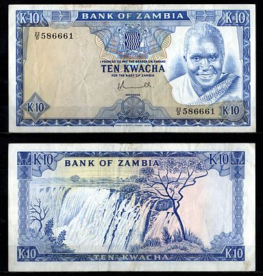 Замбия 10 квача ND (1976) (артикул 451-1337-3). Президент Кеннет Каунда Pick 22 бумага