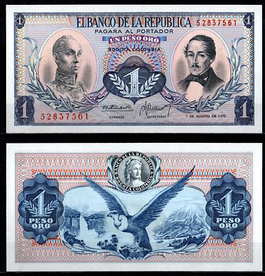 Колумбия 1 песо 1973 (артикул 7191-58-1-1). Pick 404 e бумага UNC (пресс)