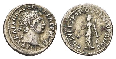 Римская Империя денарий 103-111 (артикул 1073-1-14). Траян, IMP TRAIANO AVG GER DAC PM TR ("P" 