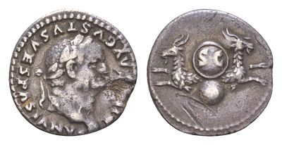 Римская Империя денарий 80-81 (артикул 00-902-86). Веспасиан (посмертная чеканка), DIVVS 