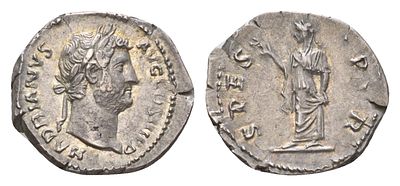 Римская Империя денарий 137 (артикул 00-816-35). Адриан, HADRIANVS AVG COS III P P, голова 