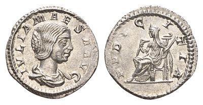 Римская Империя денарий 221-222 (артикул 00-816-76). Юлия Меса, бабка Элагабала и Александра 