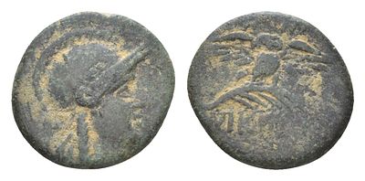 Мисия, Пергам АЕ 200-133 гг. до н.э. (артикул 1100-11-64). Афина в шлеме/сова на пальмовой 