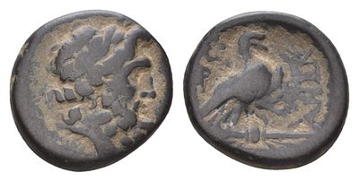 Фригия, Аморион АЕ II-I вв. до н.э. (артикул 1100-11-52). голова Зевса/орел на молнии медь BMC 2